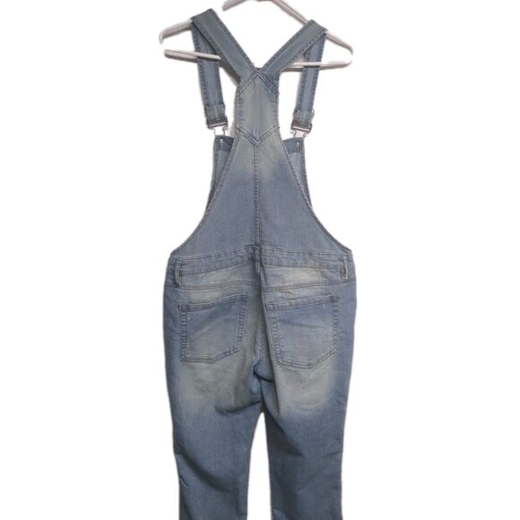 LEI Overall Denim Y2K Juniors Medium Light Wash Faded Laps Overall Blue M VTG - Picture 8 of 13